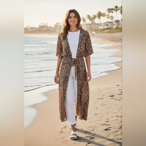 NEW Leopard Print Sheer Open Front Kimono